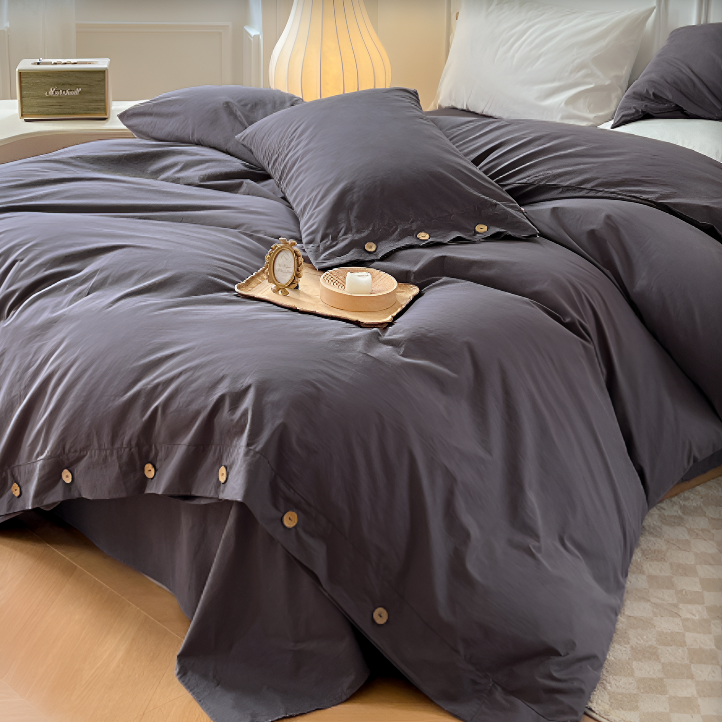 Breathable Cotton Duvet Cover Set with Two Pillowcases
