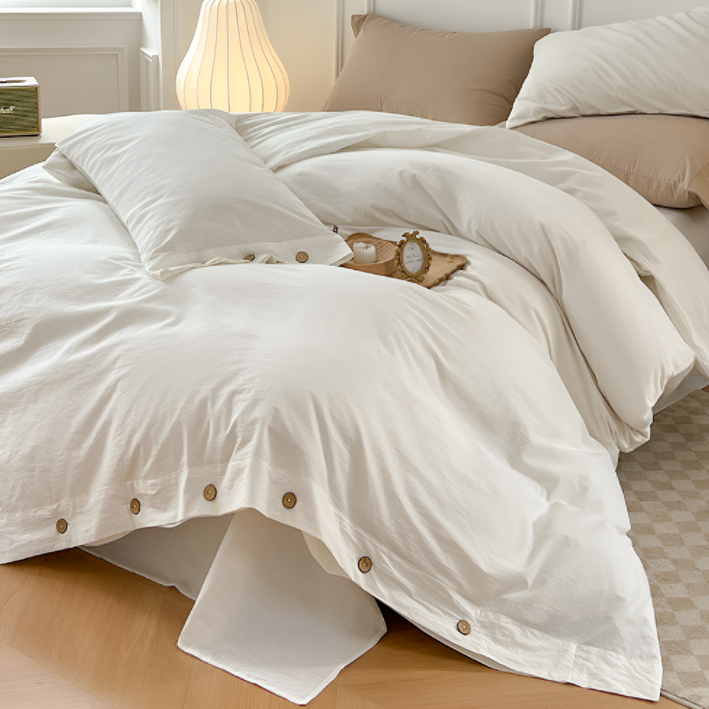 Breathable Cotton Duvet Cover Set with Two Pillowcases