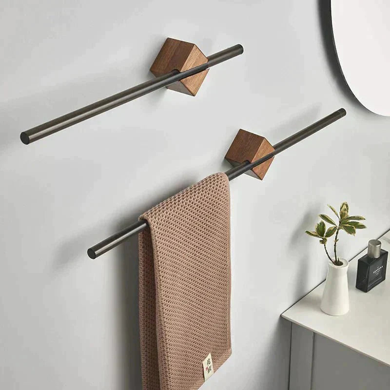 Stainless Steel Towel Rack with Wooden Finish
