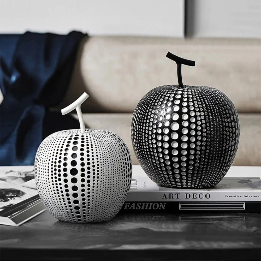Polka Dot Resin Apple Sculpture