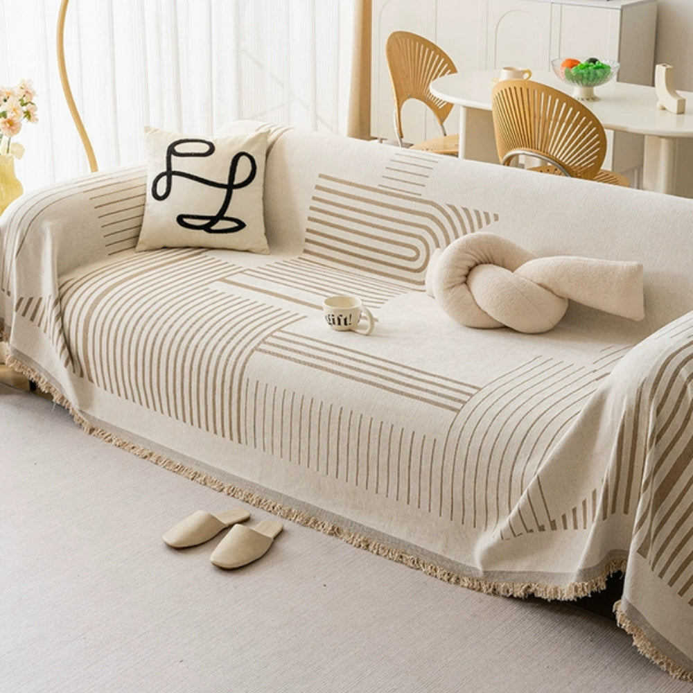 Snowflake Chenille Sofa Cover - Plush Machine Washable Design