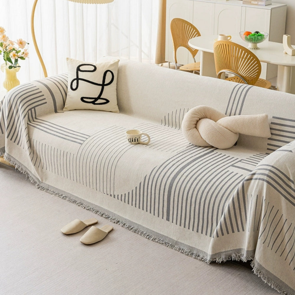 Snowflake Chenille Sofa Cover - Plush Machine Washable Design