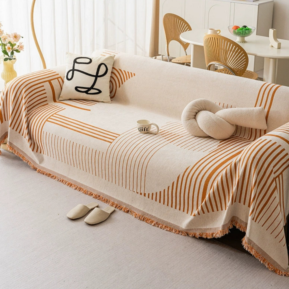 Snowflake Chenille Sofa Cover - Plush Machine Washable Design