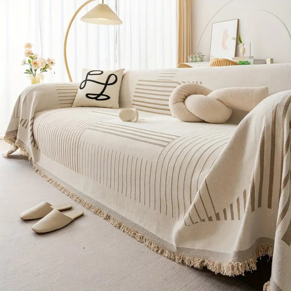 Snowflake Chenille Sofa Cover - Plush Machine Washable Design