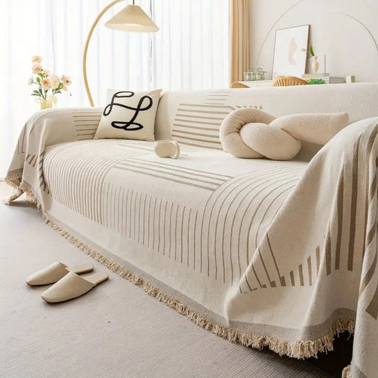Snowflake Chenille Sofa Cover - Plush Machine Washable Design