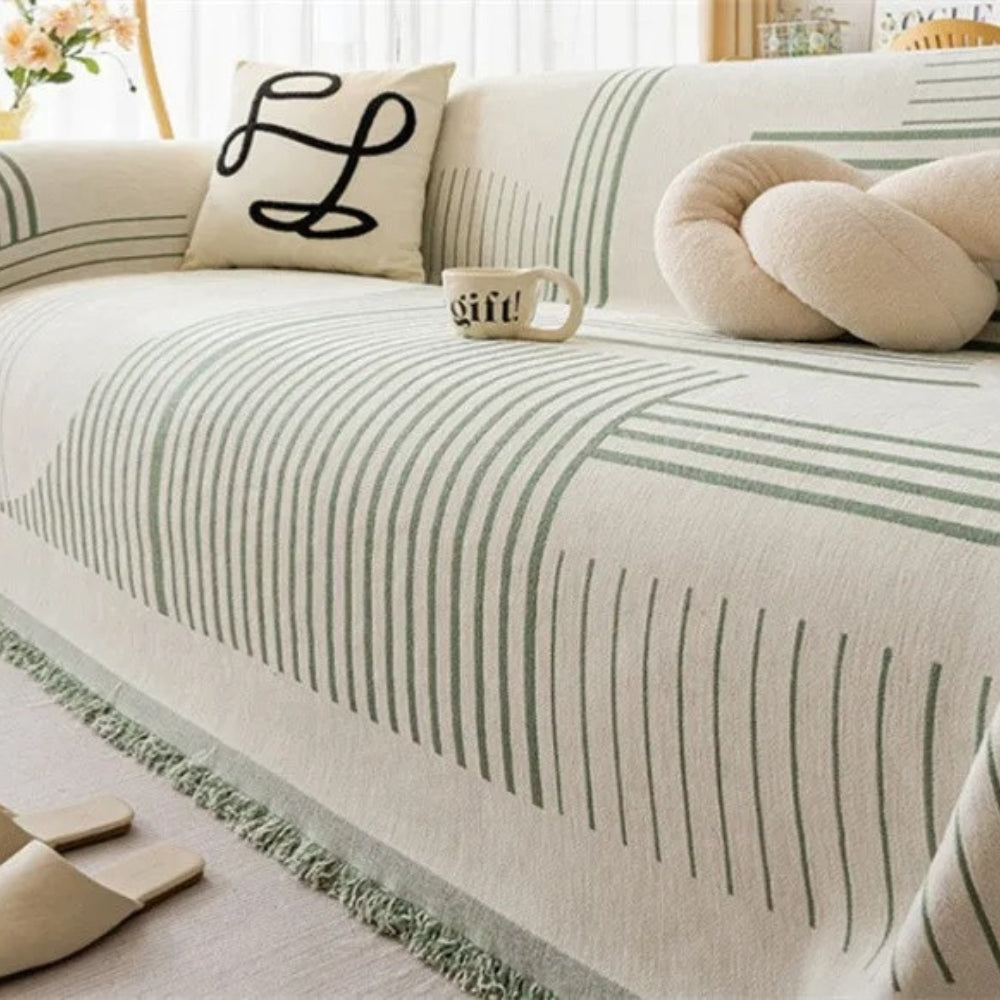 Snowflake Chenille Sofa Cover - Plush Machine Washable Design