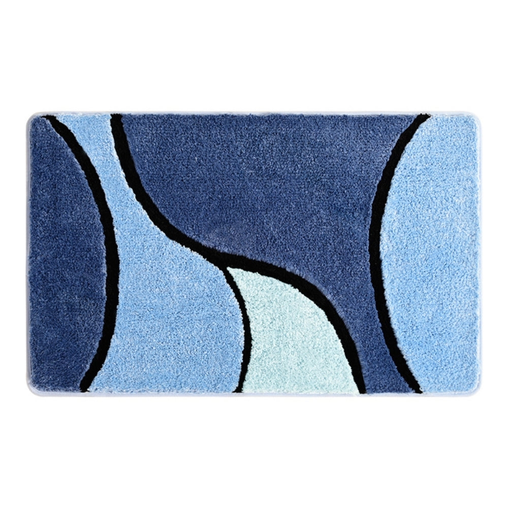 Plush Microfiber Non-Slip Bathroom Mat with Modern Wave Pattern