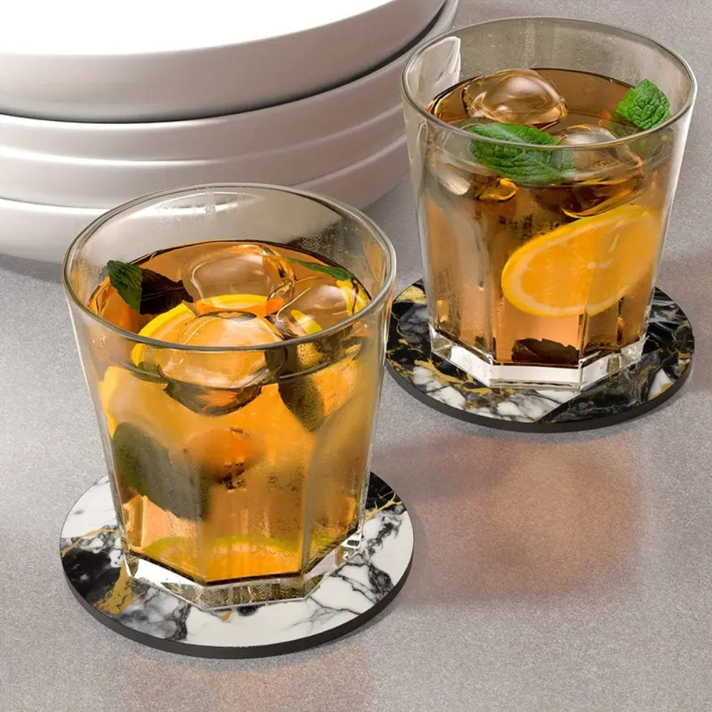 Luxury Marble Coasters Set with Non-Slip Backing - 5 Piece
