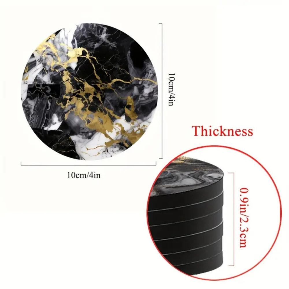 Luxury Marble Coasters Set with Non-Slip Backing - 5 Piece