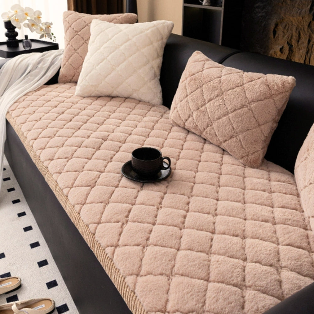 Luxury Diamond Stitched Microfiber Sofa Cover