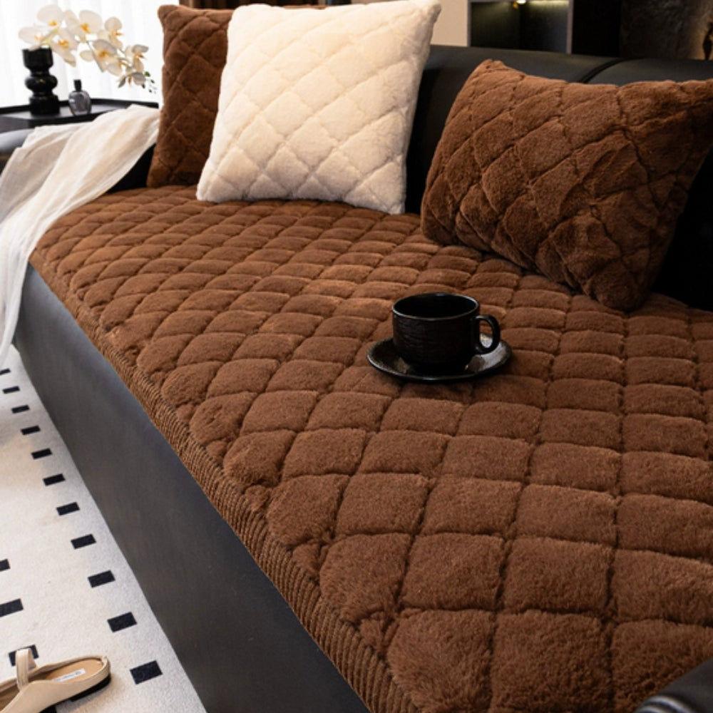 Luxury Diamond Stitched Microfiber Sofa Cover