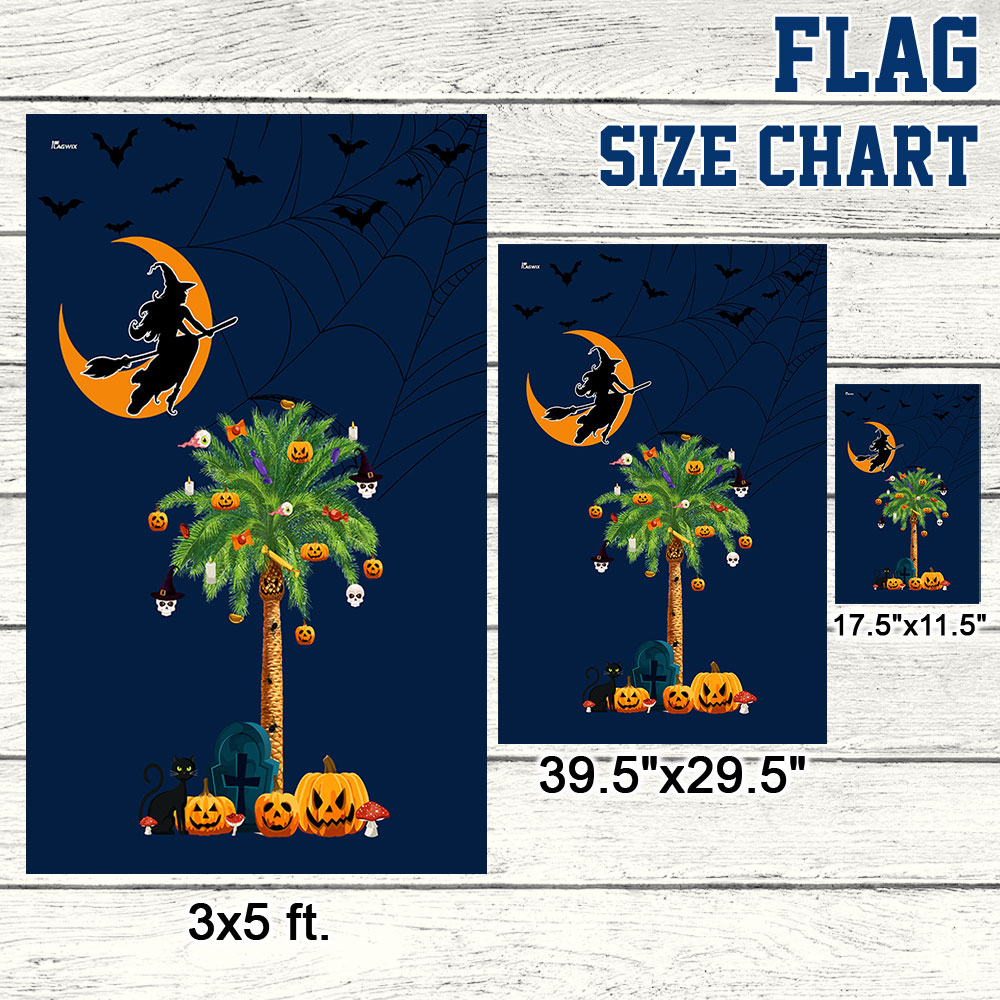 Halloween South Carolina Flag with Pumpkins and Palm Tree
