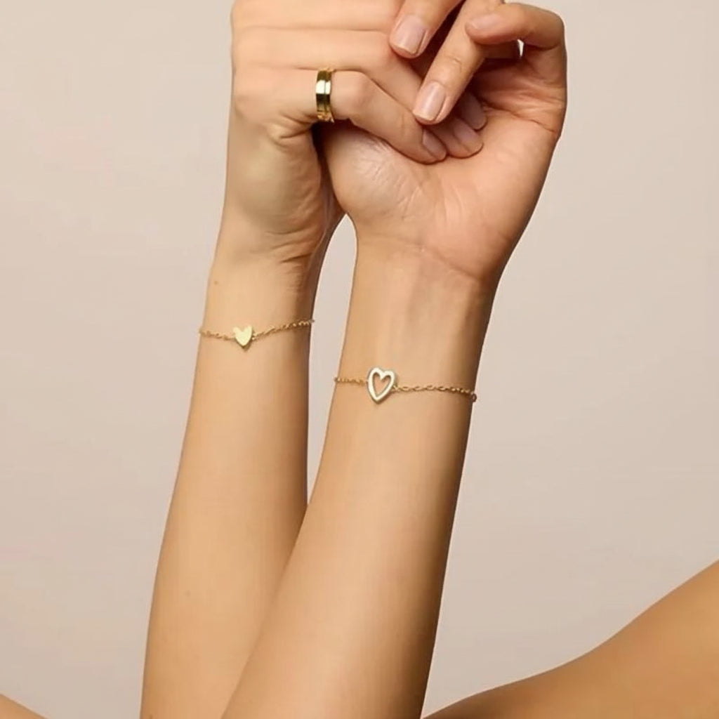 Adjustable Heart Chain Bracelet for Couples - Gold & Silver