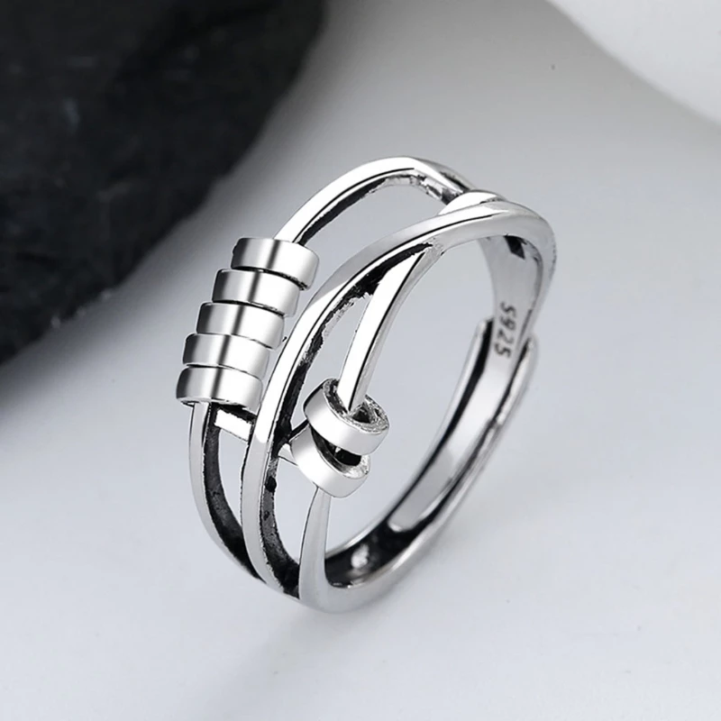 Sterling Silver Adjustable Anti-Anxiety Spinner Ring