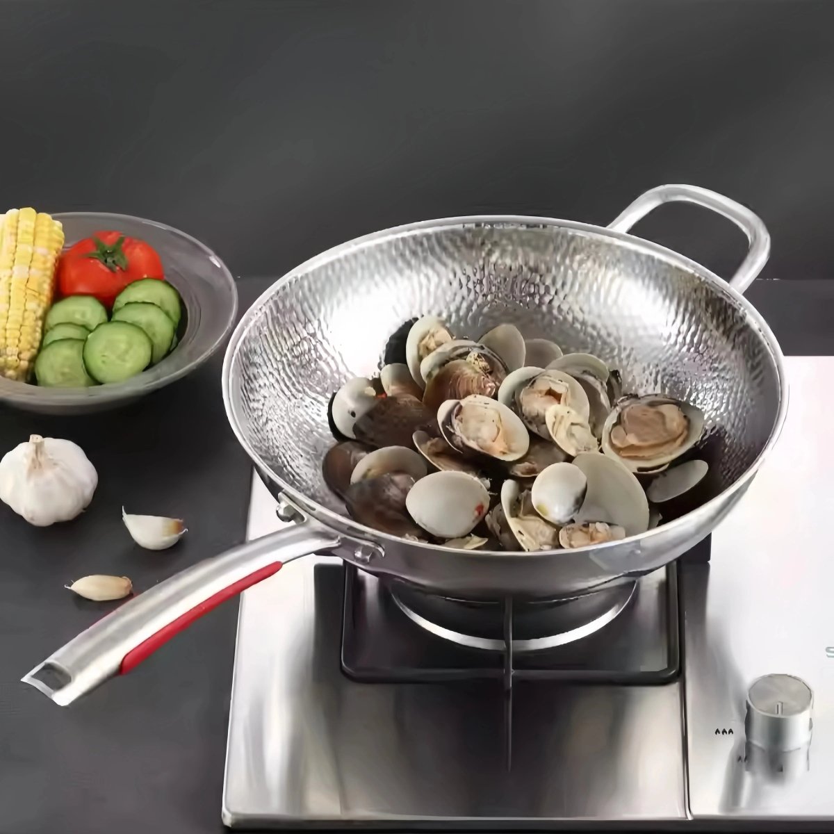 Premium Titanium Round Bottom Wok for Induction Cooktops