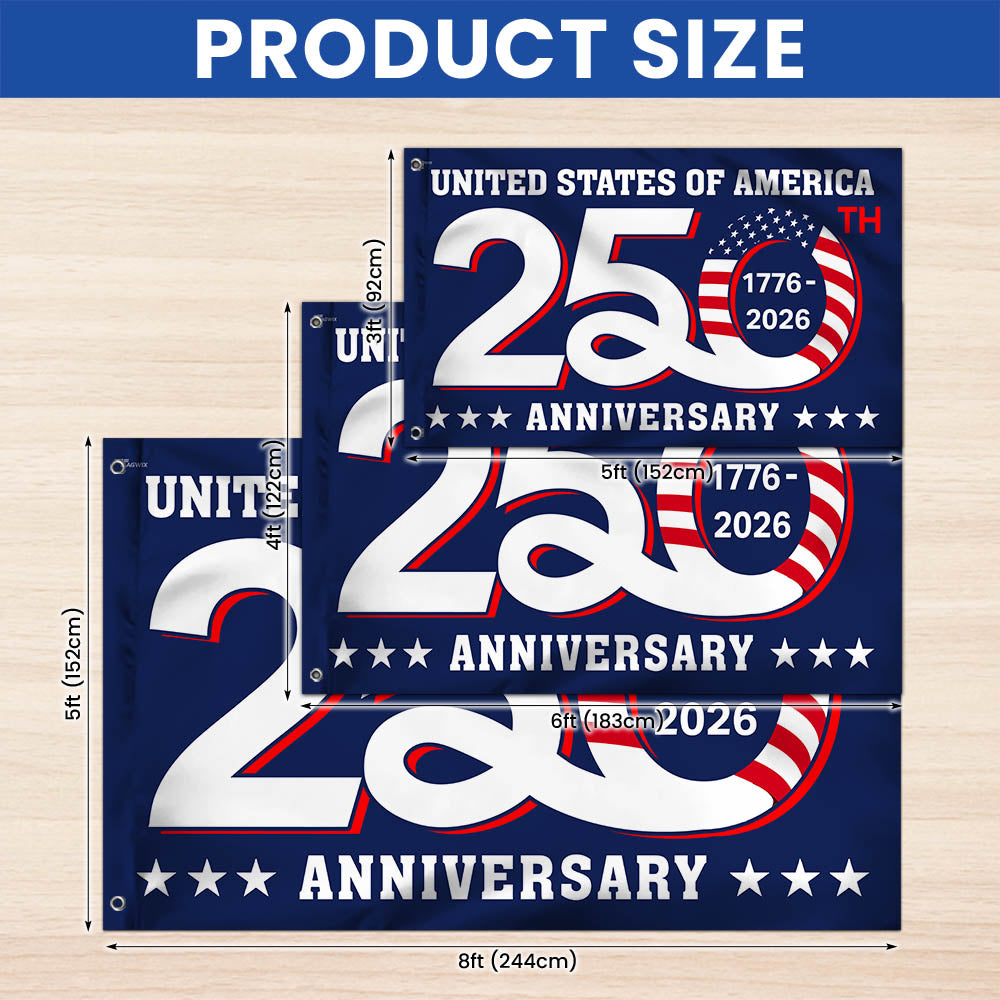1776 2026 American Flag for 250th Anniversary Celebration - Canvas, Double-Sided, 3 Sizes