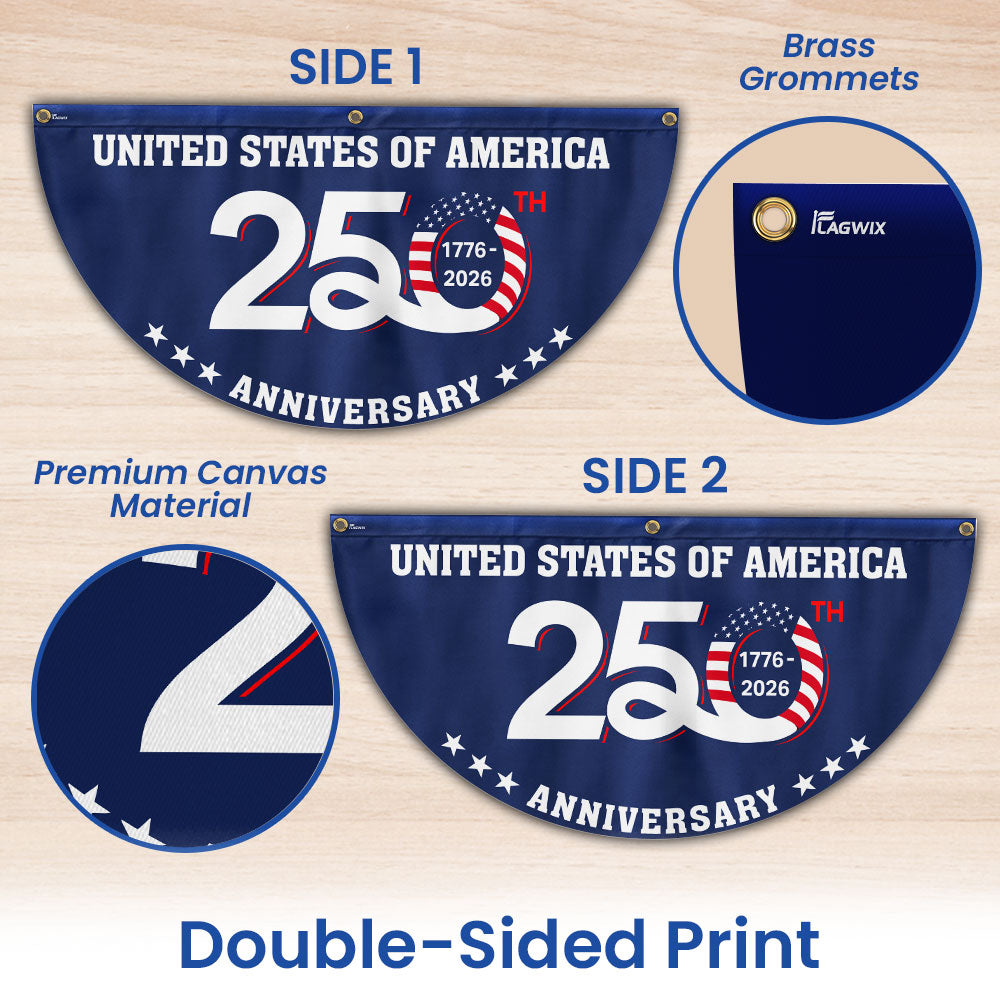 1776 2026 Patriotic Fan Flag - Double-Sided Canvas Decoration