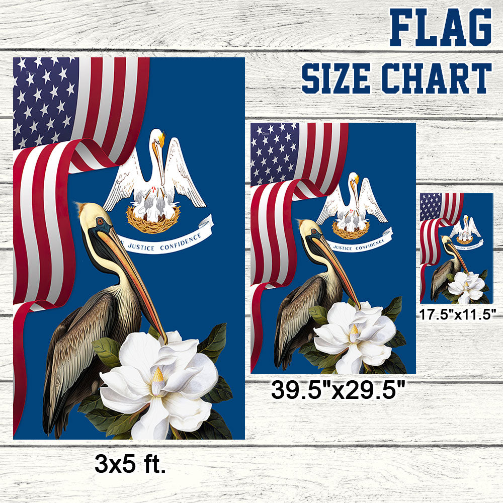 Louisiana Brown Pelican and Magnolia Flower Garden Flag - Double-Sided Canvas, 3 Sizes Available