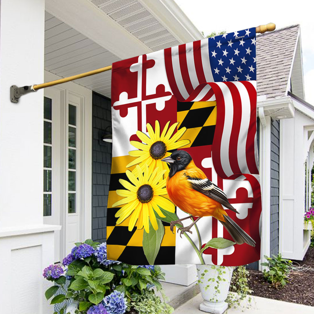 Maryland Black-eyed Susan and Baltimore Oriole Double-Sided Flag