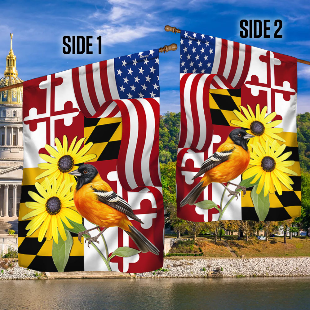 Maryland Black-eyed Susan and Baltimore Oriole Double-Sided Flag