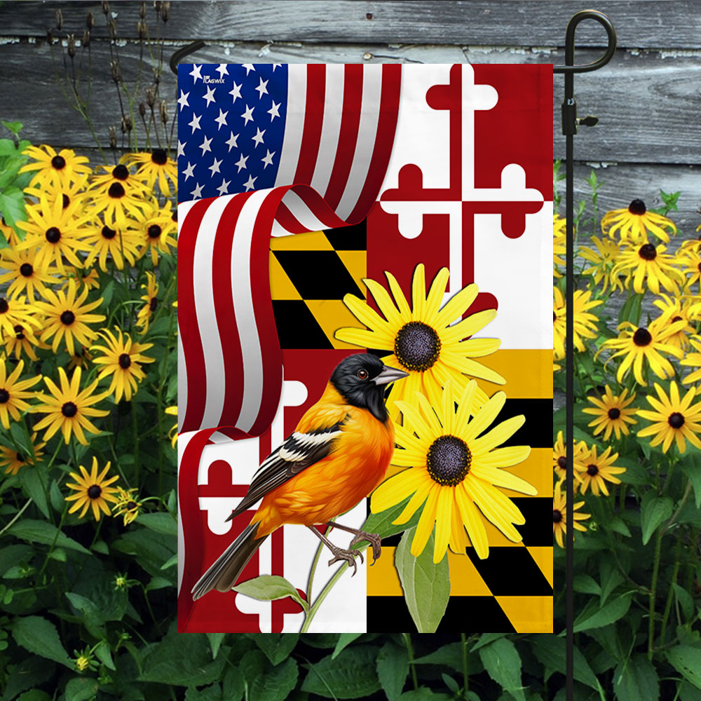 Maryland Black-eyed Susan and Baltimore Oriole Double-Sided Flag