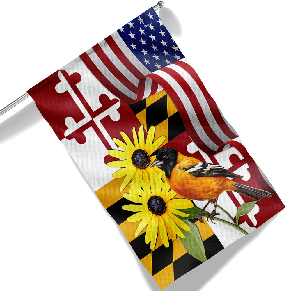 Maryland Black-eyed Susan and Baltimore Oriole Double-Sided Flag