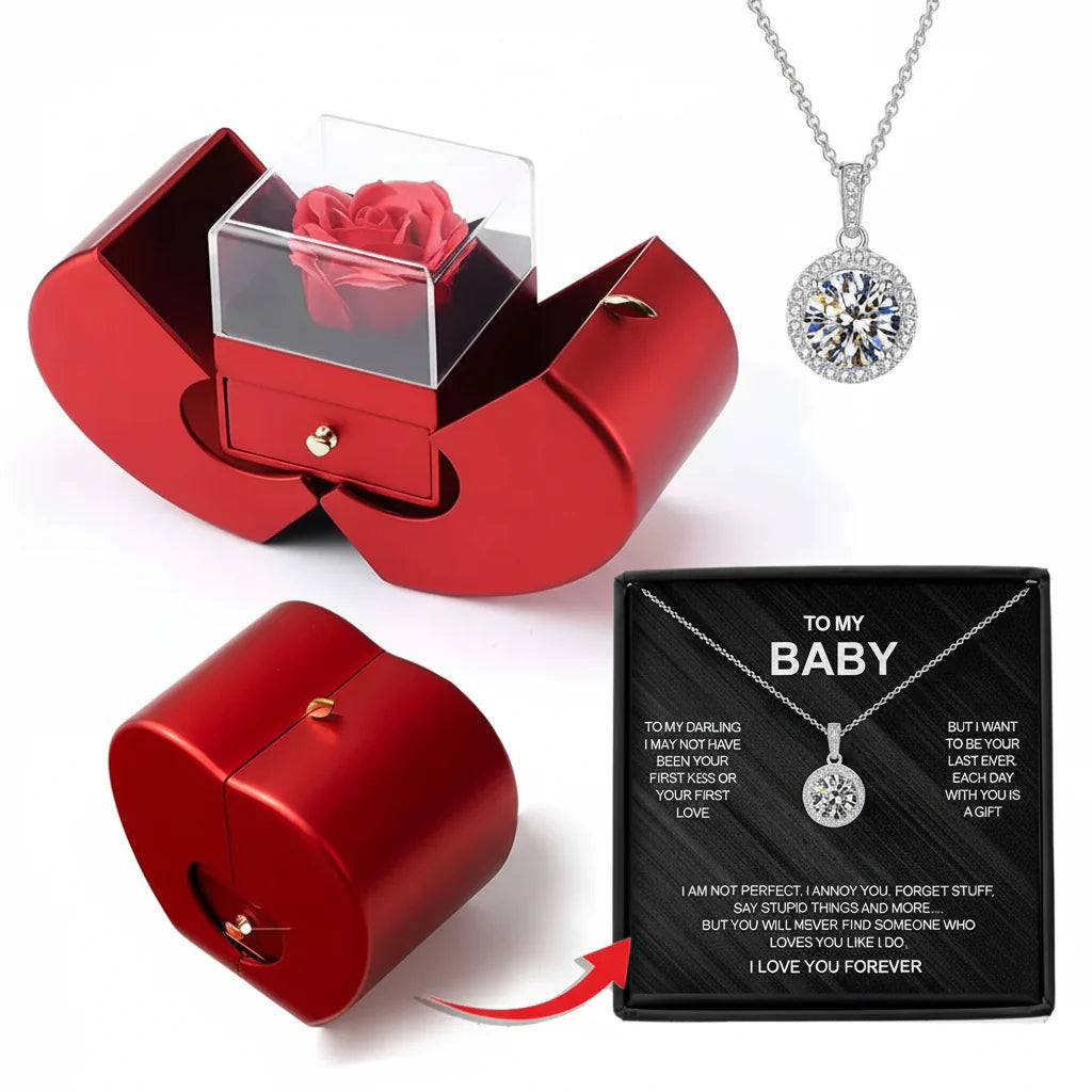 Apple Jewelry Box with Preserved Rose - Timeless Valentine's Gift