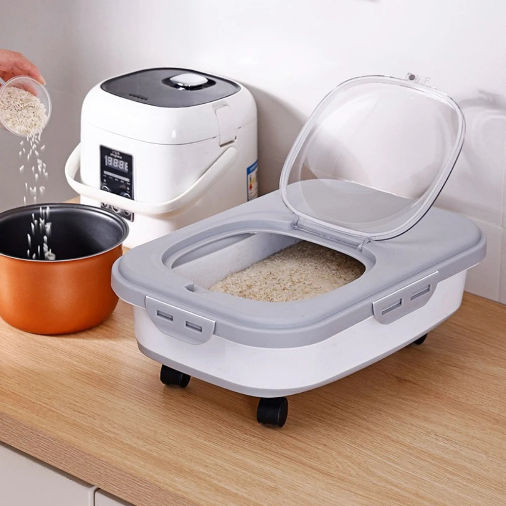 Foldable Food Storage Container with Wheels and Airtight Lid
