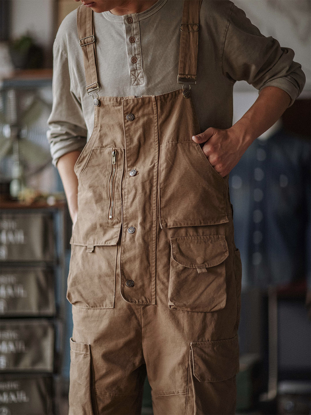 Durable Cotton Canvas Work Overalls with Pockets