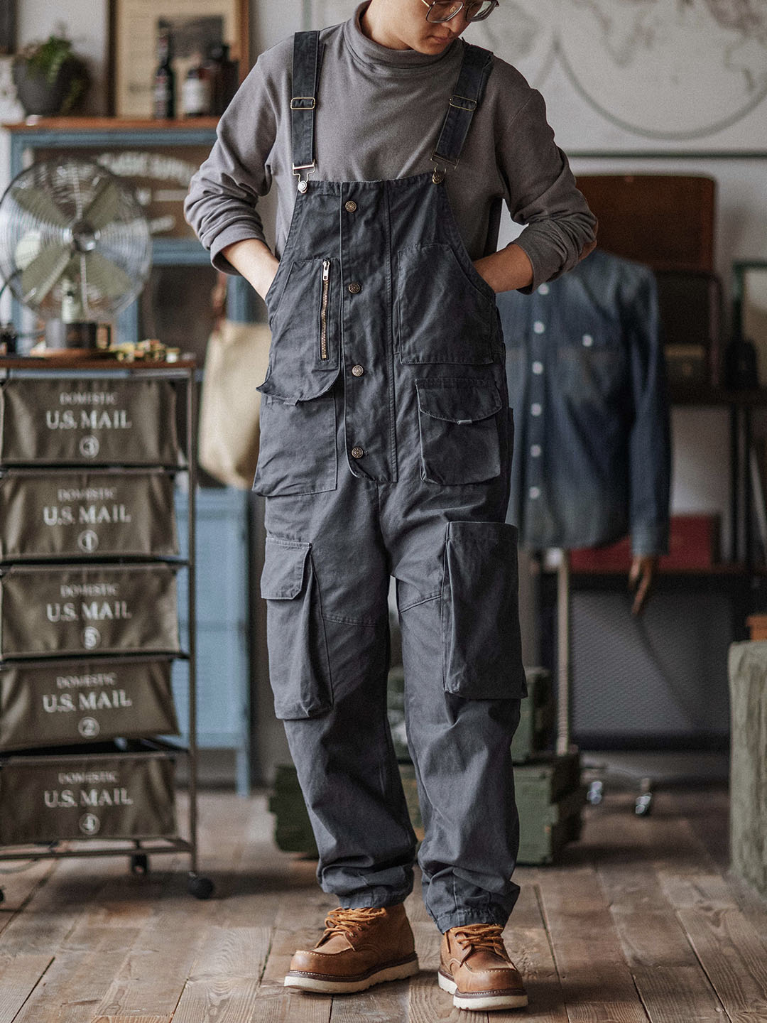 Durable Cotton Canvas Work Overalls with Pockets
