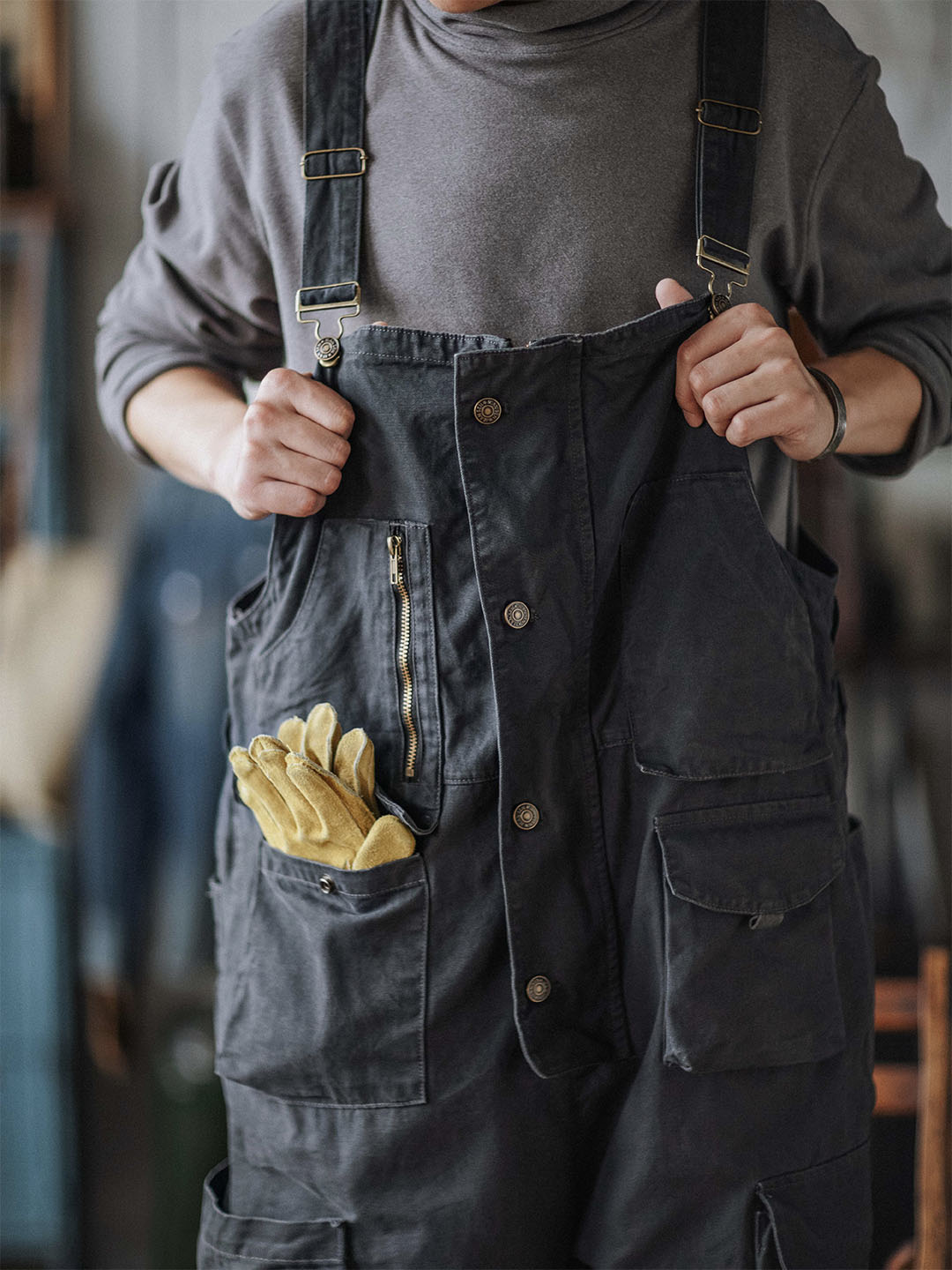 Durable Cotton Canvas Work Overalls with Pockets
