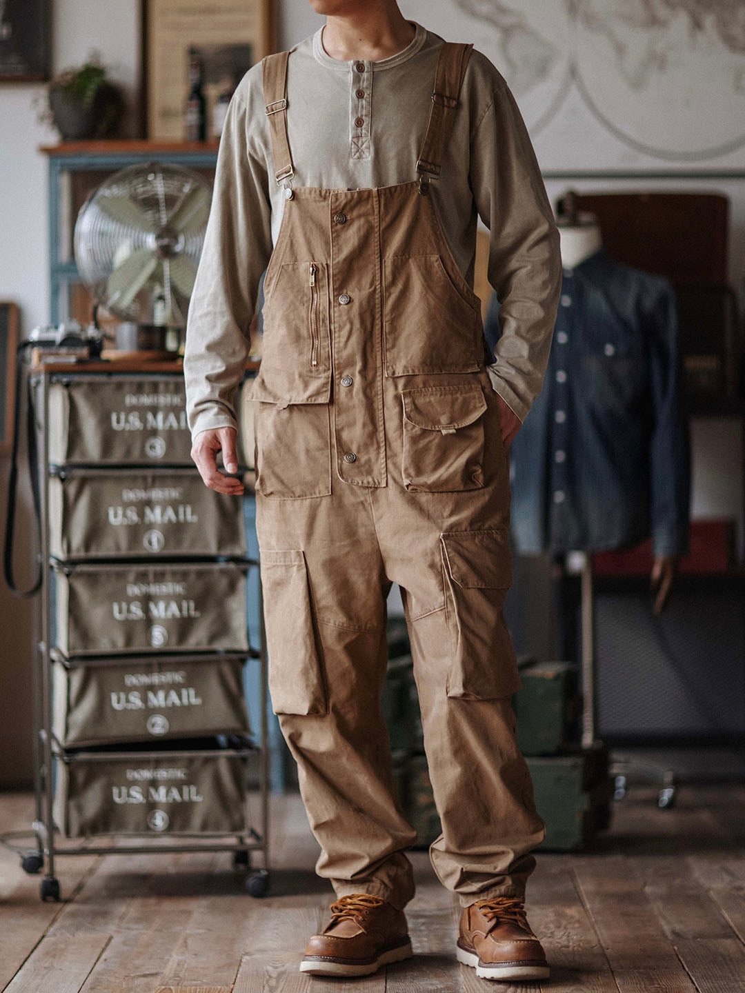 Durable Cotton Canvas Work Overalls with Pockets
