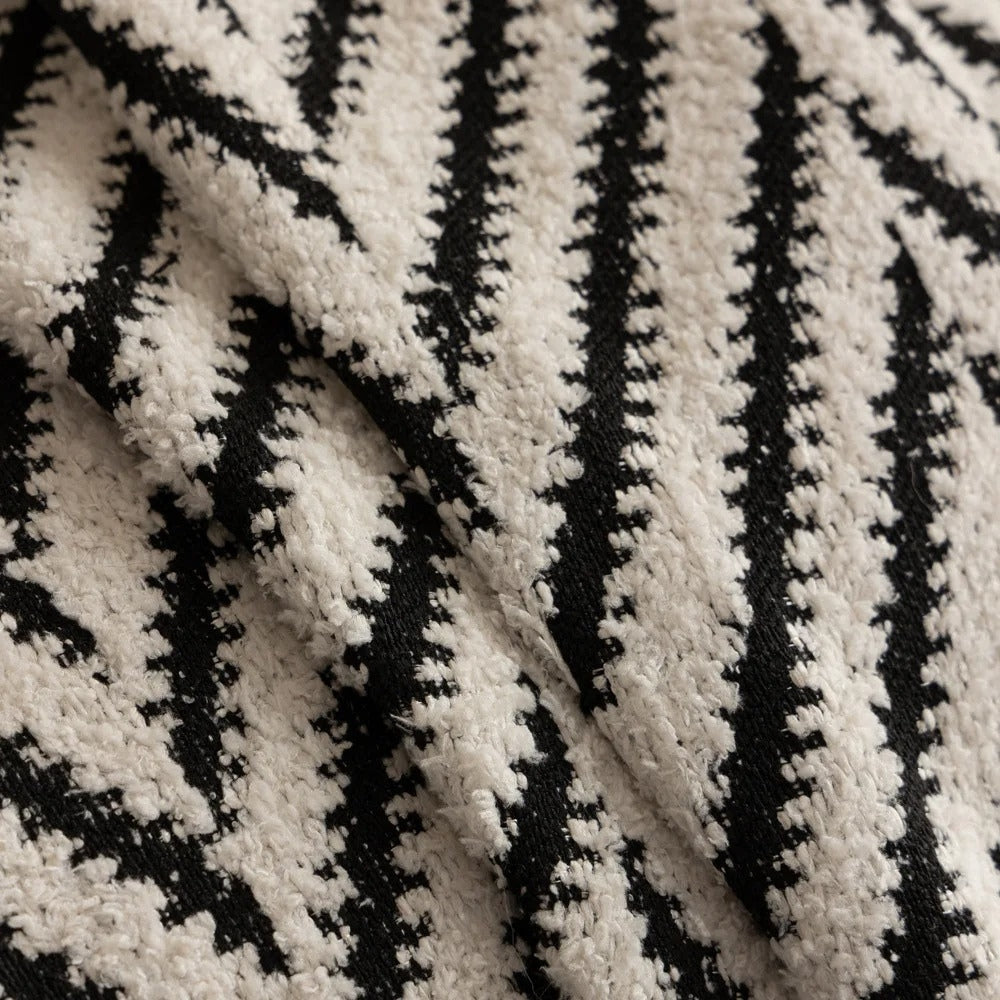 Soft Chevron Microfiber Sofa Cover with Tassels