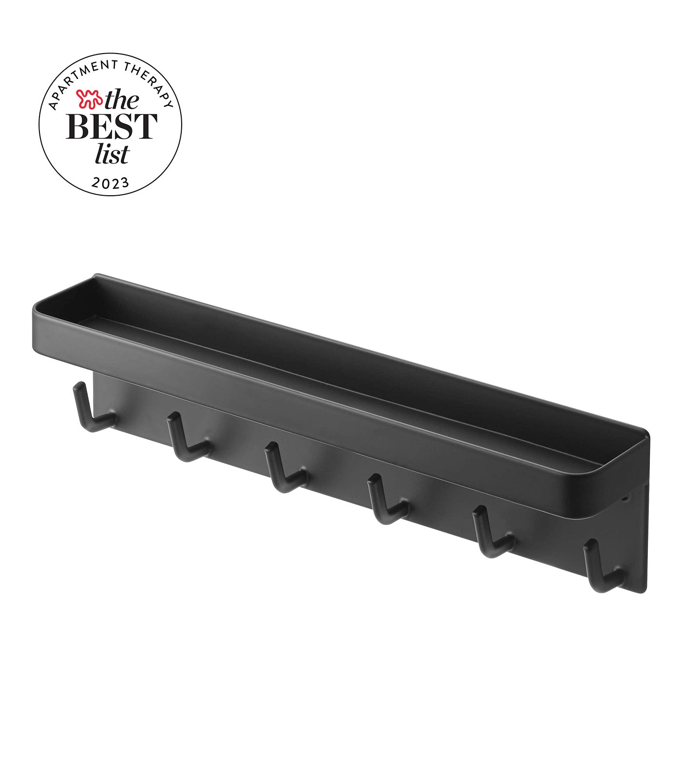 Magnetic Steel Key Holder with Hooks and Shelf