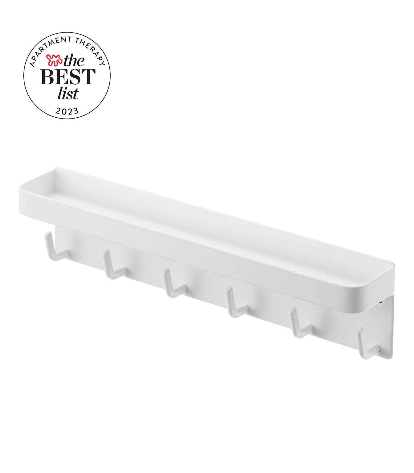 Magnetic Steel Key Holder with Hooks and Shelf