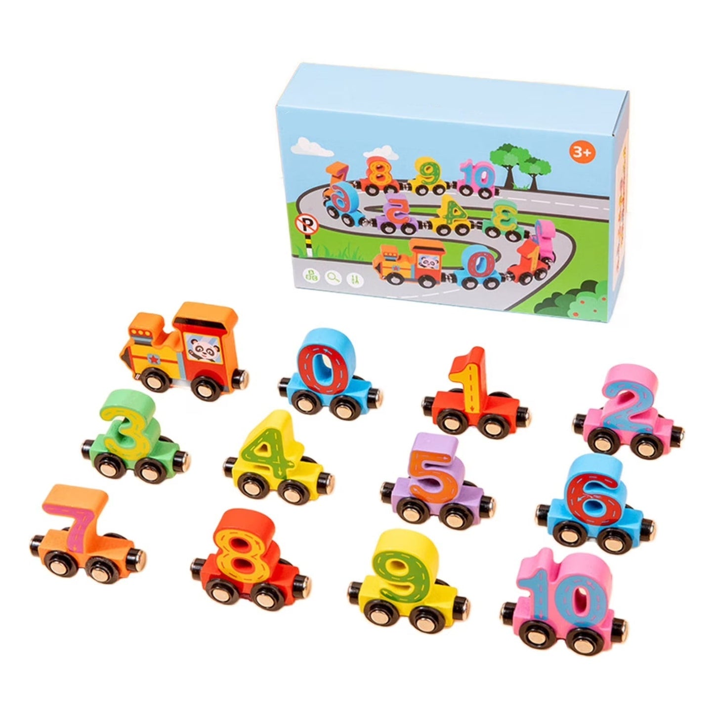 Magnetic Wooden Number Blocks Math Toy Set for Ages 3-6