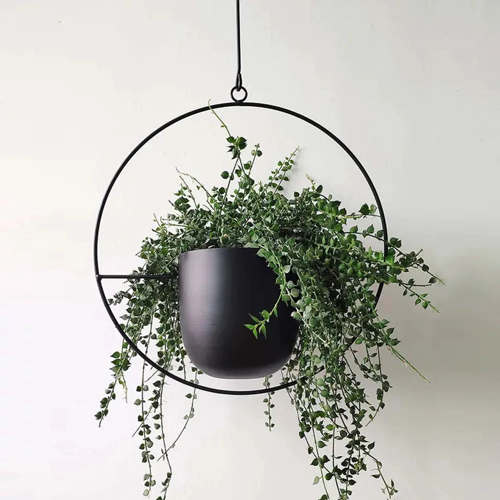 Luxury Modern Hanging Planters in Geometric Iron Design