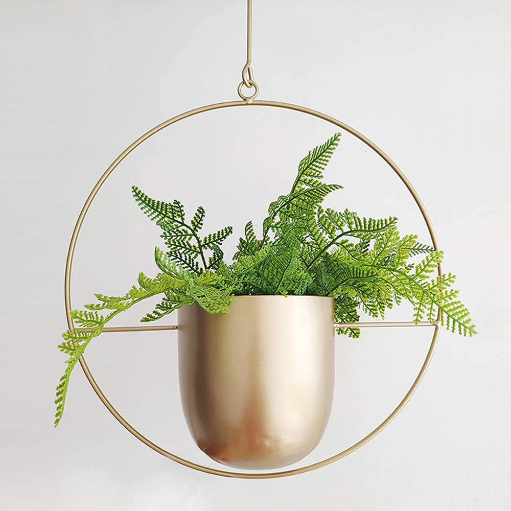 Luxury Modern Hanging Planters in Geometric Iron Design