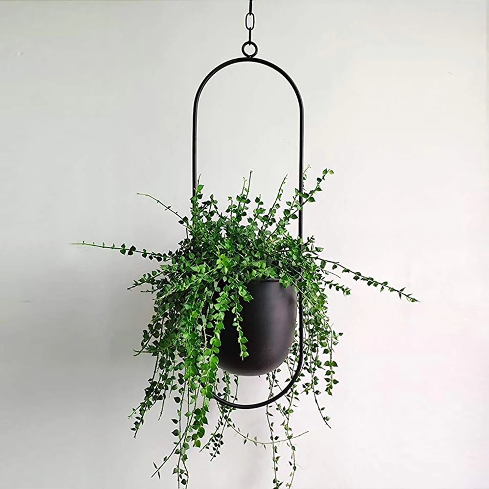 Luxury Modern Hanging Planters in Geometric Iron Design