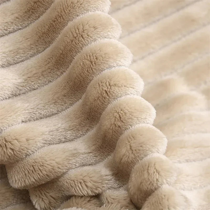Wide Stripe Flannel Fleece Blanket 59 x 79 Inch