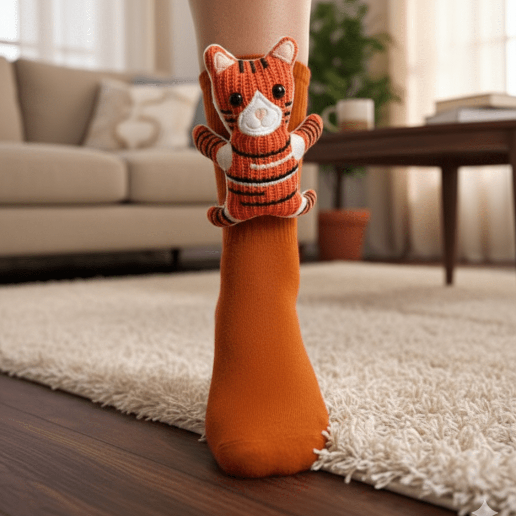 Cozy 3D Animal House Socks with Non-Slip Sole
