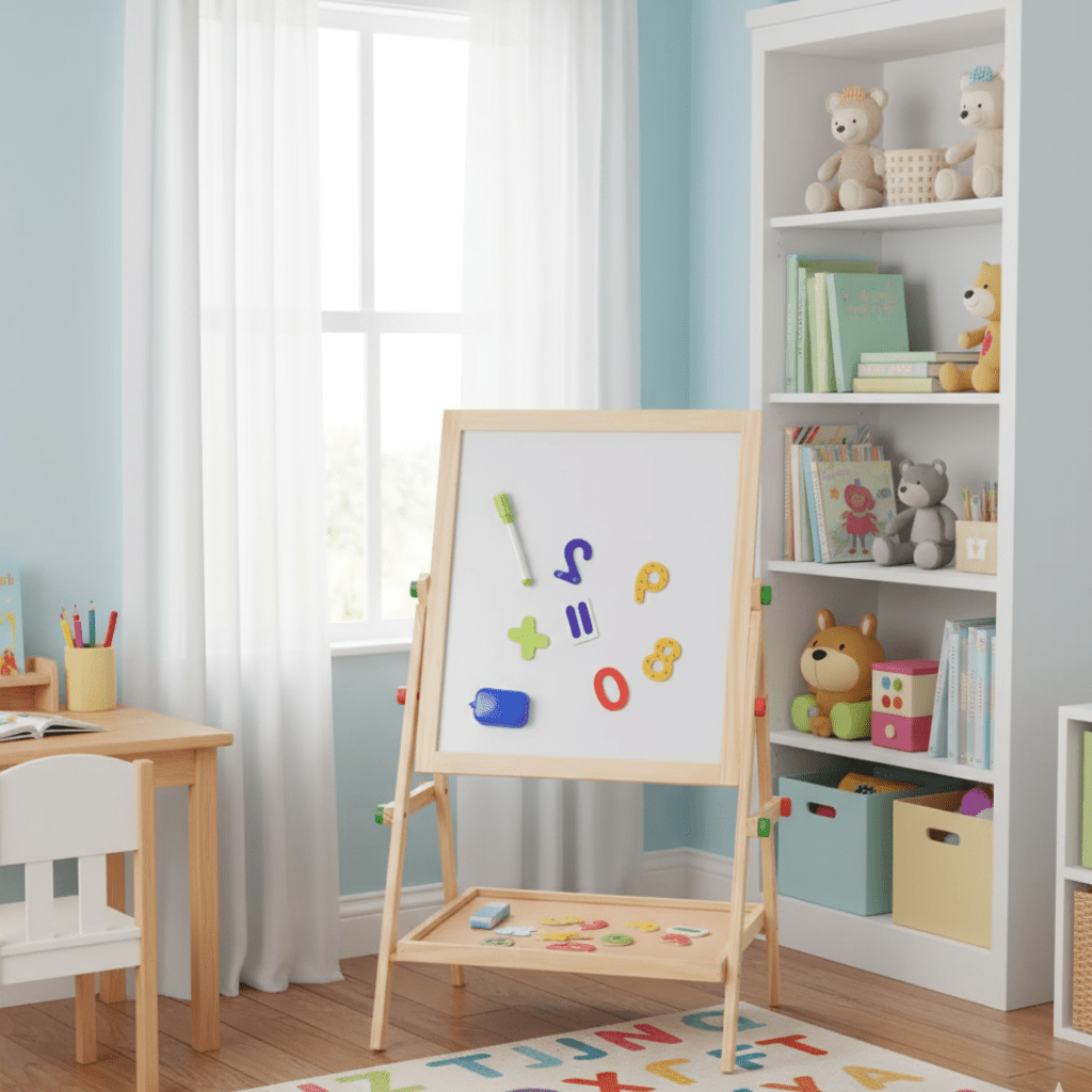 Adjustable Magnetic Whiteboard and Chalkboard for Kids
