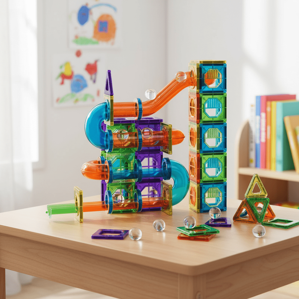 Magnetic Building Blocks Set for Creative 3D Learning - 69 Non-Toxic Pieces