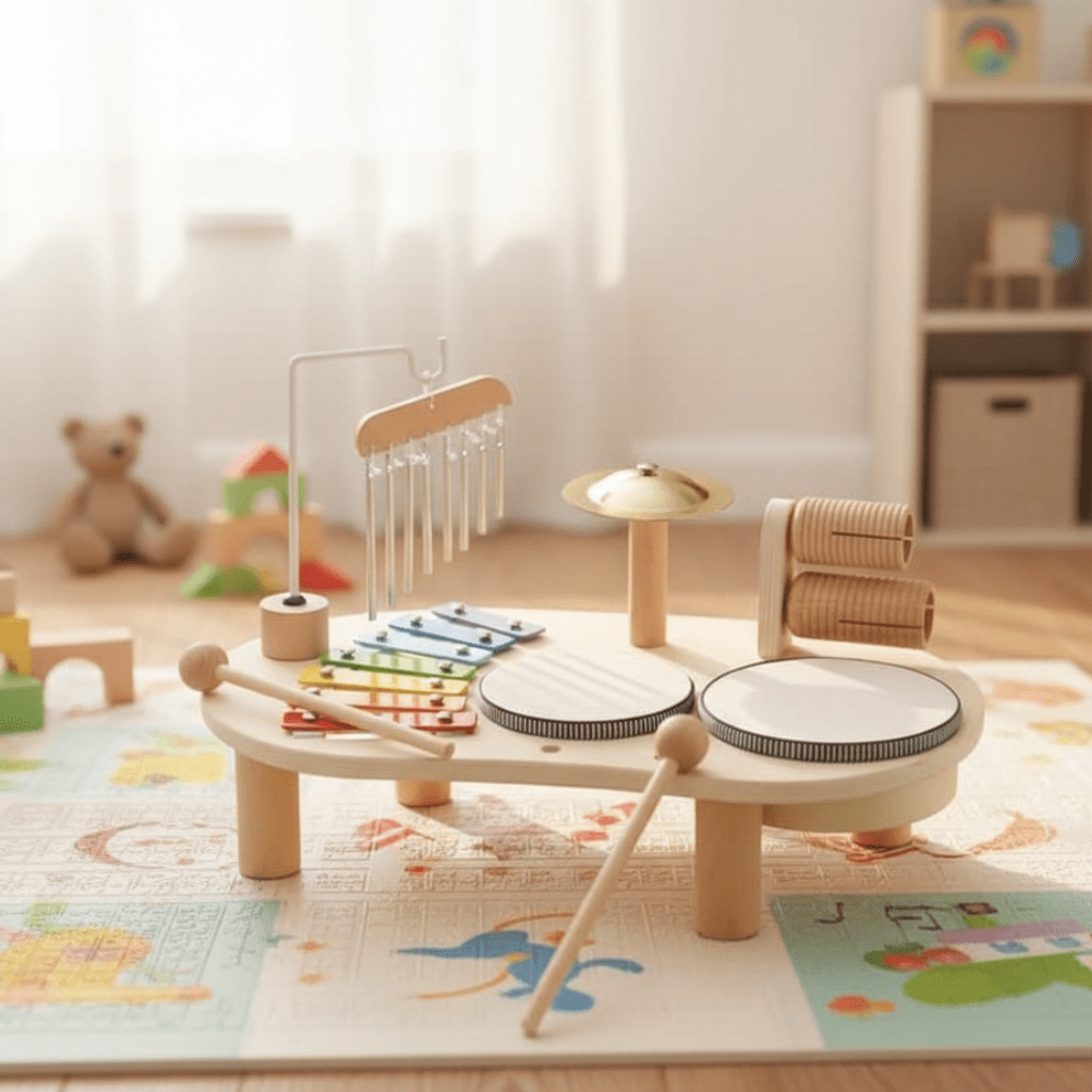 Musical Wooden Toy Set with Xylophone and Instruments for Babies 12 Months+