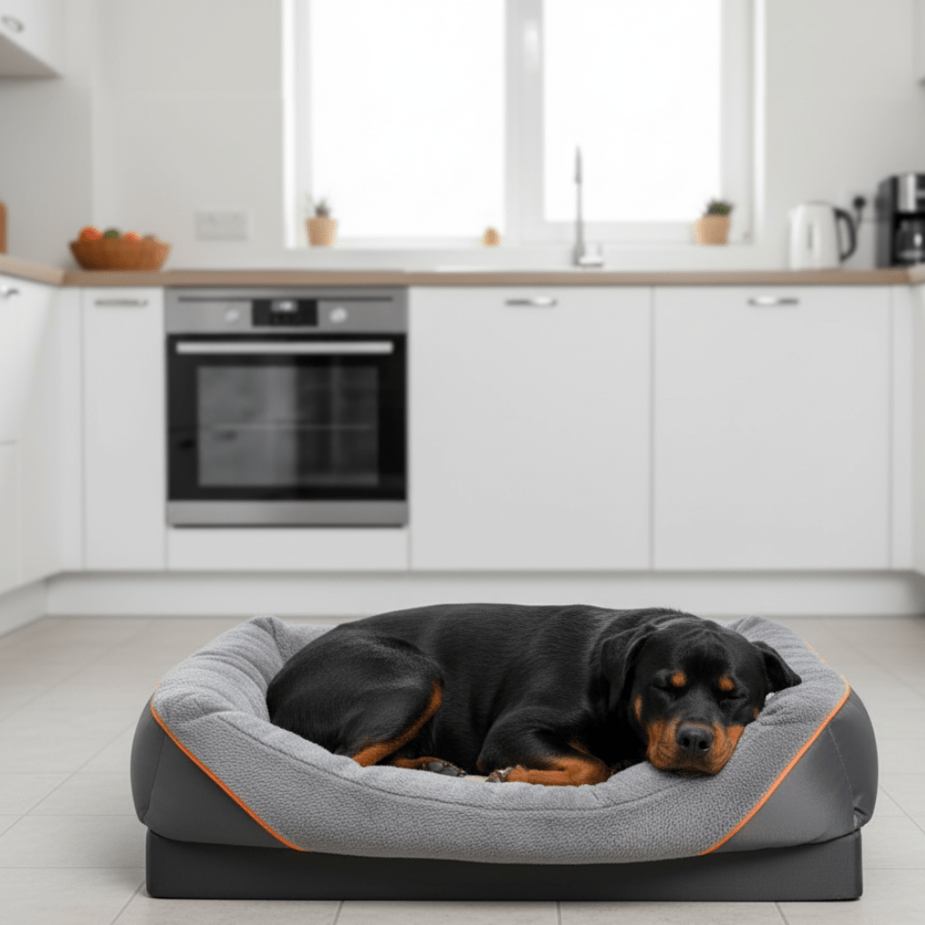 Waterproof Orthopedic Dog Bed with Memory Foam Support and Elevated Pillow
