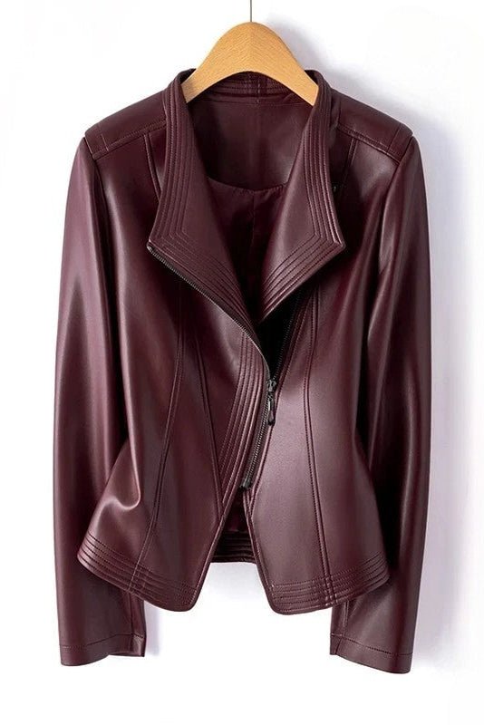 Fitted PU Leather Women's Jacket for Elegant Everyday Style