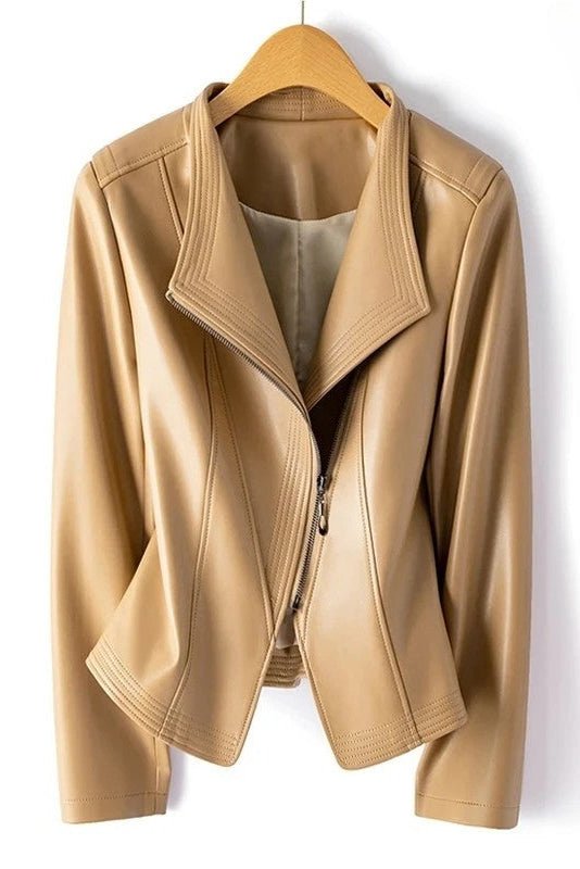 Fitted PU Leather Women's Jacket for Elegant Everyday Style