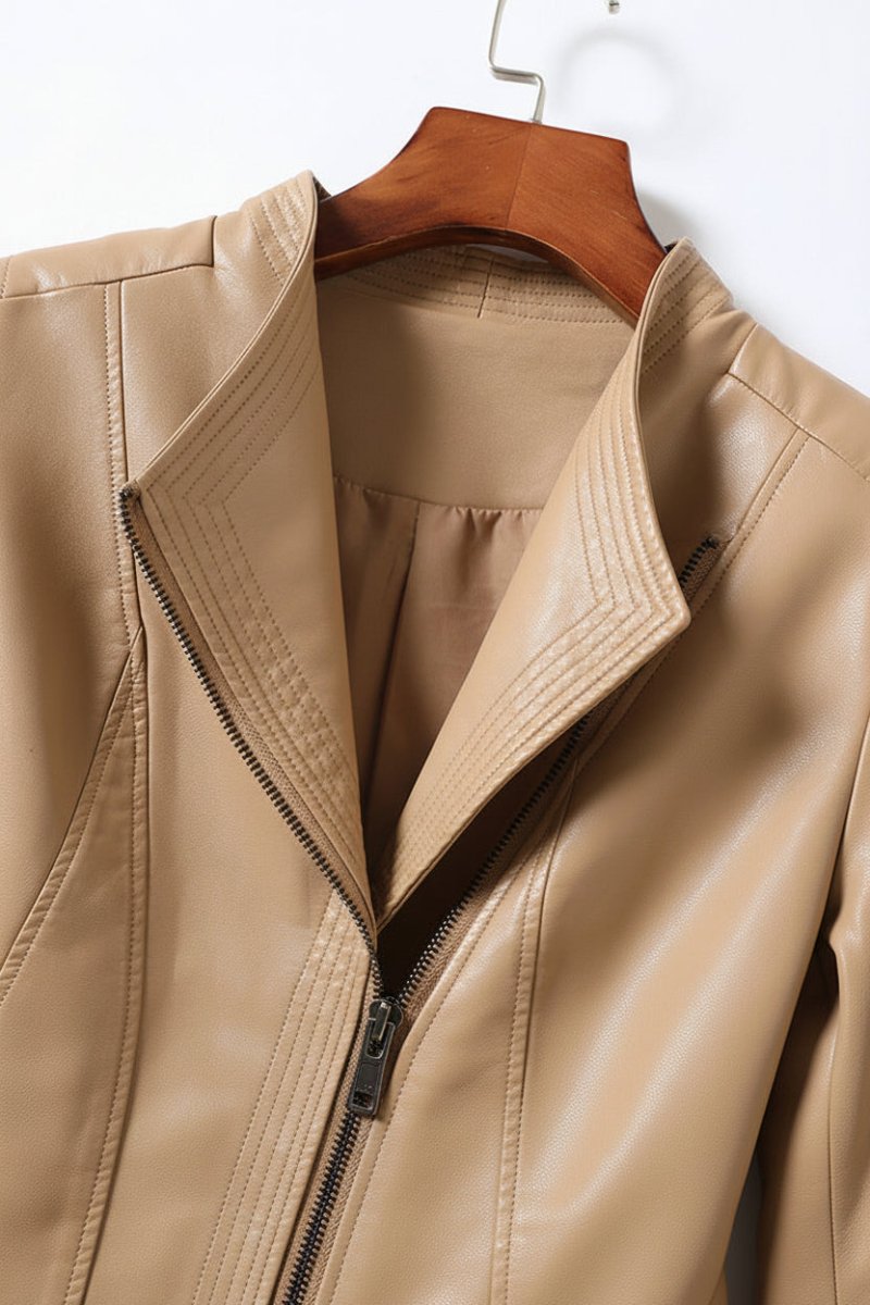 Fitted PU Leather Women's Jacket for Elegant Everyday Style