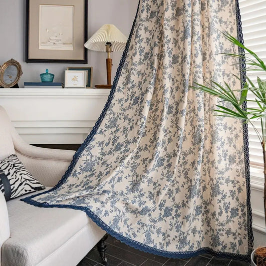 Floral Lace-Trimmed Microfiber Curtain