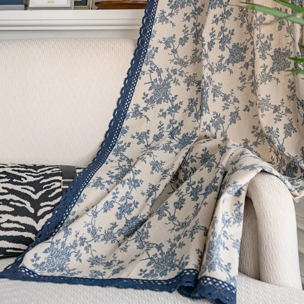 Floral Lace-Trimmed Microfiber Curtain
